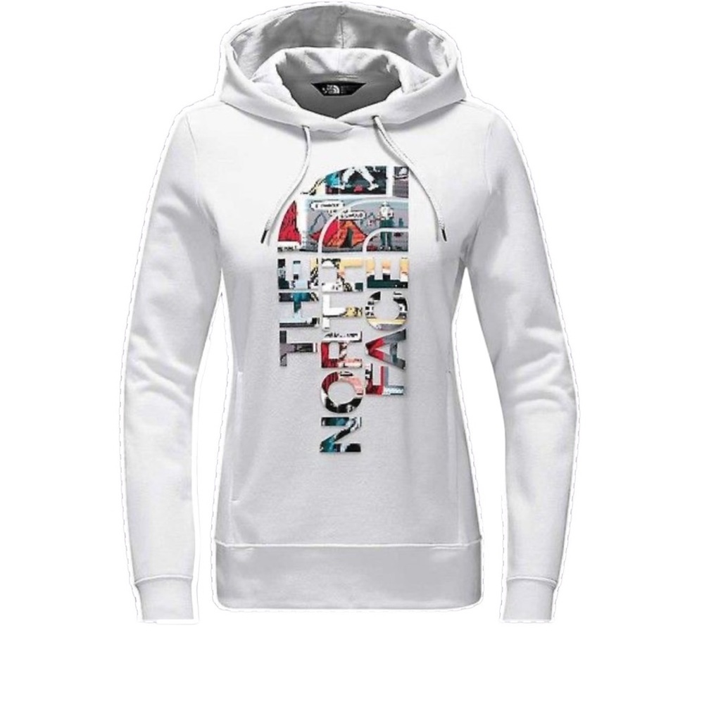 The North Face Trivert Pullover Hoodie. White Graphic Design. Like New.